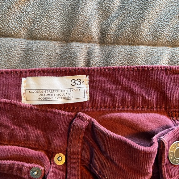 Gap True Skinny Stretch Corduroy Burgundy Pants 33R - Picture 5 of 5